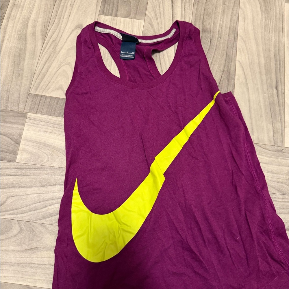 Nike Maroon Tank Top with Yellow Swoosh
